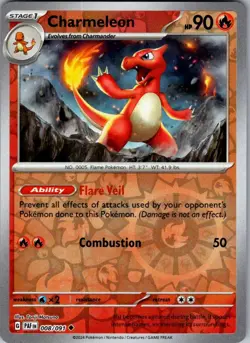 Charmeleon 008/091 Uncommon Paldean Fates Pokemon Reverse Holo Near Mint - Image 1