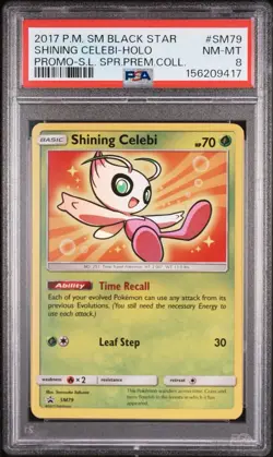Pokemon TCG Shining Celebi SM79 Sun & Moon Black Star Promo PSA 8 - Image 1