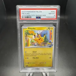 2024 Pokemon Paldea Evolved Rain City Showcase - Pikachu #62 PSA 8 - Image 1