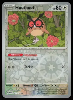 Hoothoot 077/131 Common Prismatic Evolutions Pokemon Reverse Holo Near Mint - Image 1