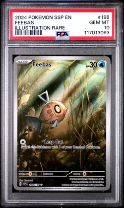 2024 POKEMON SSP EN-SURGING SPARKS ILLUSTRATION RARE #198 FEEBAS PSA 10 - Image 1