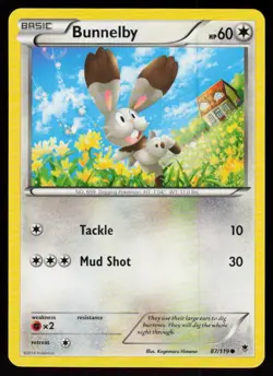 Bunnelby 87/119 Common Phantom Forces Pokemon Near Mint - Image 1