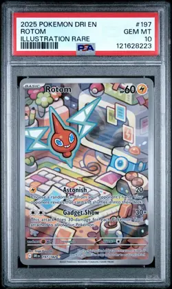 2025 POKEMON DRI EN-DESTINED RIVALS ILLUSTRATION RARE #197 ROTOM PSA 10 - Image 1