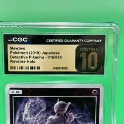 Pokemon Japanese Mewtwo 016/024 CGC Pristine 10 Reverse Holo Detective Pikachu - Image 2