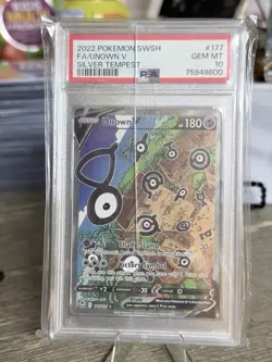 2022 Pokemon Silver Tempest UNOWN V Alternate Art 177/195 PSA 10 CRACKED SLAB - Image 1