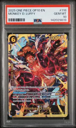 2025 One Piece Op10 Monkey D Luffy Op10-118 Secret PSA 10 Gem Mint - Image 1