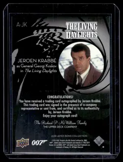 2019 UD Upper Deck James Bond Collection Autograph Jeroen Krabbe as General - Image 2