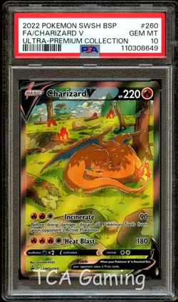 PSA 10 GEM MINT Charizard V SWSH260 FULL ART PROMO SWSH 260 Pokemon Card 649 - Image 1