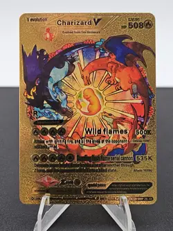 Charizard V Gold Foil Fan Art Collector Pokemon Card HP508 LV91 V Evolution - Image 1