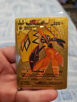 Tapu Koko Vmax Gold Foil Fan Art Vinyl Textured Collector Pokemon Card - Image 1