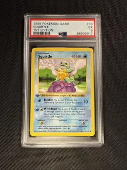 Pokemon TCG Squirtle 63/102 Base Set 1st Edition Shadowless PSA 5 - Image 1