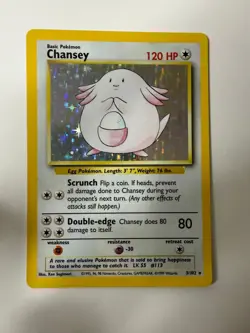 Chansey 3/102 Holo Holo Rare Base Set Unlimited Pokemon Holo Lightly Played - Image 1