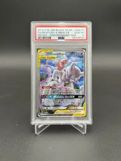 Pokemon 2019 Mewtwo & Mew GX SM191 SM Black Star Promo Holo Full Art PSA 10 - Image 1