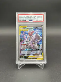 Pokemon 2019 Mewtwo & Mew GX SM191 SM Black Star Promo Holo Full Art PSA 10 - Image 2