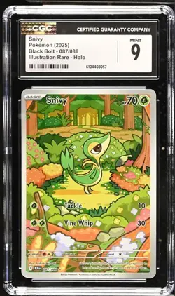 SNIVY ILLUSTRATION RARE HOLO #087/086 - 2025 POKEMON BLK-EN BLACK BOLT CGC 9 - Image 1