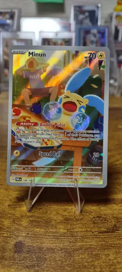Pokemon SV04 Paradox Rift Minun 194/182 Illustration Rare Holo Basic 70 HP EN - Image 1