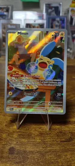Pokemon SV04 Paradox Rift Minun 194/182 Illustration Rare Holo Basic 70 HP EN - Image 2