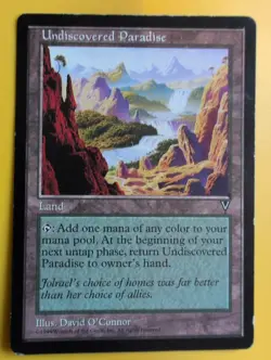 Undiscovered PAradise. Heavy wear to edges . Land,. Visions MTG Card. - Image 1
