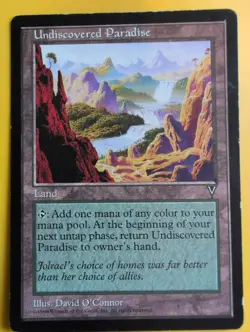 Undiscovered PAradise. Heavy wear to edges . Land,. Visions MTG Card. - Image 2