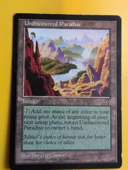 Undiscovered PAradise. Heavy wear to edges . Land,. Visions MTG Card. - Image 3