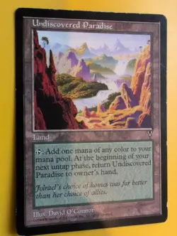 Undiscovered PAradise. Heavy wear to edges . Land,. Visions MTG Card. - Image 5