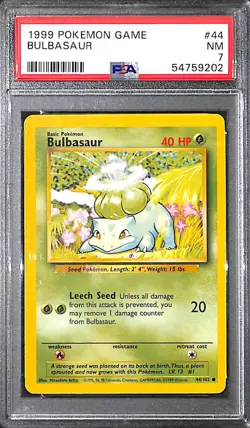 Bulbasaur 1999 Pokemon Game Card #44 PSA 7 TCG Card Game - Image 1