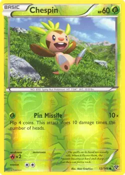 Chespin 12/146 Reverse Holo XY Pokemon Card NM - Image 1