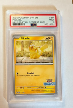 2025 POKEMON SVP EN-SV BLACK STAR PROMO ILLUSTRATION CONTEST 2024 PIKACHU PSA 9 - Image 1