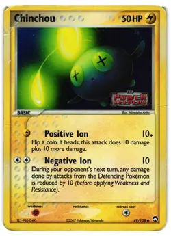 Pokemon TCG Chinchou Reverse Holo Common Power Keepers 49/108 DMG - Image 1