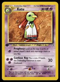 Xatu 52/111 Uncommon Neo Genesis Pokemon 1st Edition MP - Image 1