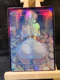 MTG Treasure Token Artifact Fanart Borderless Style Card EDH Playtest Commander - Image 1
