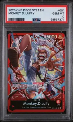 One Piece - ST21-EX Gear 5 Monkey D. Luffy Red Leader ST21-001 PSA 10 GEM MINT - Image 2