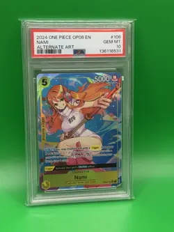 2024 One Piece Nami OP08-106 Special Rare Alt Art Holo PSA 10 - Image 1