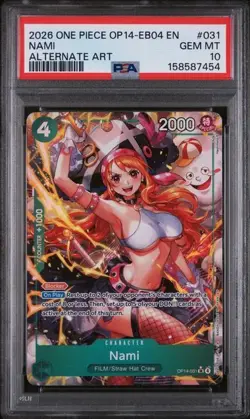 2026 One Piece The Azure Sea's Seven Nami (Alt Art) OP14-031 PSA 10 GEM MINT - Image 2