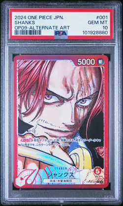 One Piece OP09-001 Alt Art Leader Shanks Alternate Parallel Japanese PSA 10 - Image 1