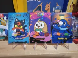 Pokemon Halloween Card Database - Litten, Rowlet, Popplio - 3 Card Lot - Image 1