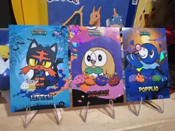 Pokemon Halloween Card Database - Litten, Rowlet, Popplio - 3 Card Lot - Image 2