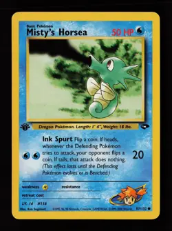 Misty's Horsea 87/132 1st Edition Common Gym Challenge Pokemon Cards - Image 1