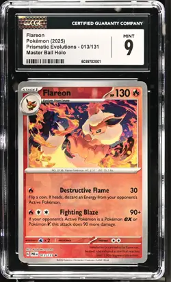 Flareon [Master Ball] #13 Pokemon Prismatic Evolutions CGC 9 - Image 1