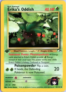 ERIKA'S ODDISH 47/132 UNCOMMON GYM HEROES POKEMON 1ST EDITION NM - Image 1