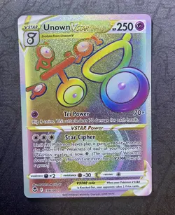Unown VSTAR (Secret) 199/195 Pokemon Sword & Shield Silver Tempest Rainbow Rare - Image 1