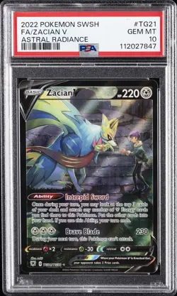 2022 POKEMON SWORD & SHIELD ASTRAL RADIANCE #TG21 FULL ART/ZACIAN V PSA 10 - Image 1