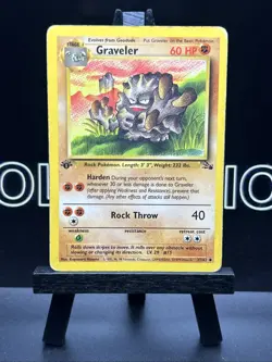 1st Edition Graveler 37/62 Pokemon TCG WOTC Base Set Fossil Regular MP - Image 2