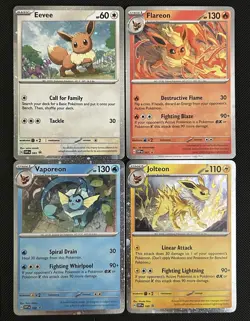 Pokemon TCG SVP Promo Holo SWIRLS 💫💫 Eevee Flareon Vaporeon Jolteon 4-Card Lot - Image 1