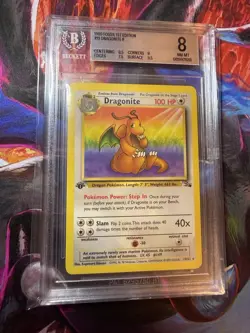 Pokemon TCG Dragonite Fossil 1st Edition Non-Holo Card Beckett 8 - Image 1