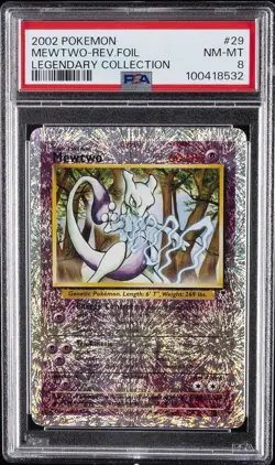 2002 POKEMON LEGENDARY COLLECTION #29 MEWTWO-REVERSE FOIL PSA 8 - Image 1