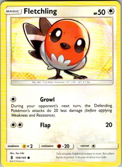 Fletchling 109/145 Guardians Rising Pokemon Near Mint - Image 1