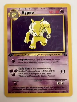 Pokemon TCG Fossil Hypno 23/62 Rare 1st Edition Regular EN 90 HP Stage 1 - Image 1