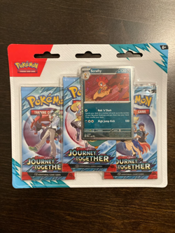 Pokemon Journey Together 3 Pack Blister Sealed New - Scrafty - Image 1
