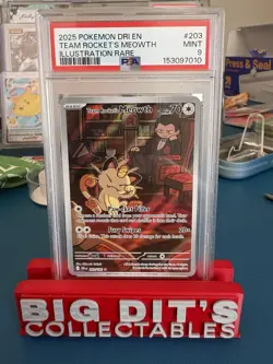 2025 POKEMON DRI EN-DESTINED RIVALS ILLUSTRATION RARE TEAM ROCKET'S MEOWTH PSA 9 - Image 1